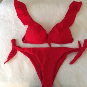 Red Rudfle Bikini  (size small)
